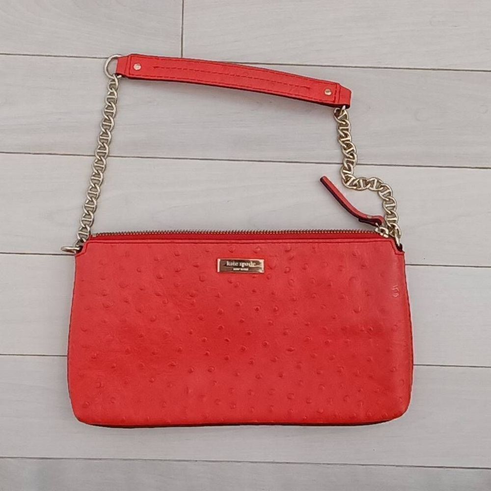 Kate Spade Women's Polka Dots Chain Leather Strap Handle Bag Red Orange
